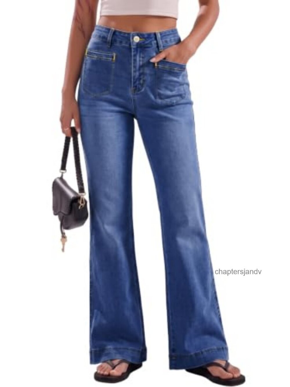 Sidefeel Womens Flare Jeans High Waisted Boot Cut Wide Leg Denim Pants
